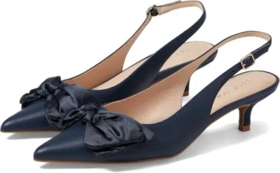 Pre-owned Jack Rogers Women's Debra Slingback Kitten Heel Pump In Midnight Nappa
