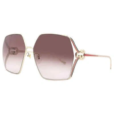 Pre-owned Gucci Red Geometric Ladies Sunglasses Gg1322sa 003 64 Gg1322sa 003 64