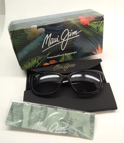 Pre-owned Maui Jim Mj768-02 Pulmeria Shiny Black Sunglass Gradient Gray 55/17 -135