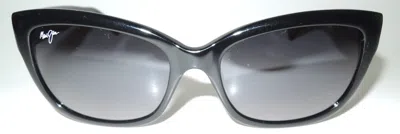 Pre-owned Maui Jim Mj768-02 Pulmeria Shiny Black Sunglass Gradient Gray 55/17 -135