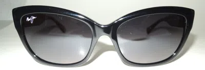 Pre-owned Maui Jim Mj768-02 Pulmeria Shiny Black Sunglass Gradient Gray 55/17 -135