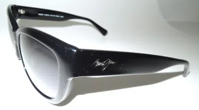 Pre-owned Maui Jim Mj768-02 Pulmeria Shiny Black Sunglass Gradient Gray 55/17 -135