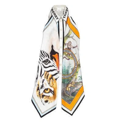 Pre-owned Burberry Silk Scarf Detail Animalia Print Knitted Top In Check Description