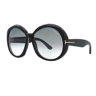 Pre-owned Tom Ford Annabelle Smoke Gradient Oversized Ladies Sunglasses Ft1010 01b 62 In Gray