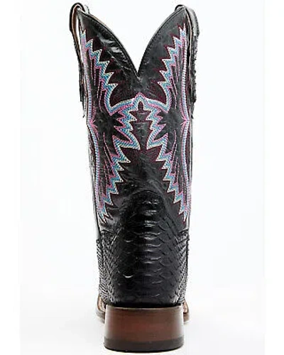 Pre-owned Dan Post Women's Back Cut Python Exotic Western Boot - Broad Square Toe - Dps731 In Black