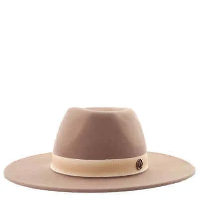 Pre-owned Maison Michel True Camel Kyra Iconic Wool Felt Fedora Hat In Beige