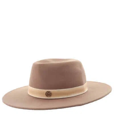Pre-owned Maison Michel True Camel Kyra Iconic Wool Felt Fedora Hat In Beige