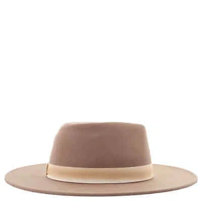 Pre-owned Maison Michel True Camel Kyra Iconic Wool Felt Fedora Hat In Beige