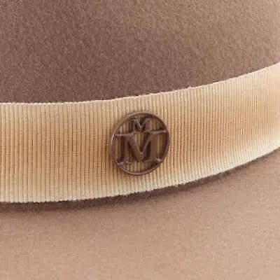 Pre-owned Maison Michel True Camel Kyra Iconic Wool Felt Fedora Hat In Beige