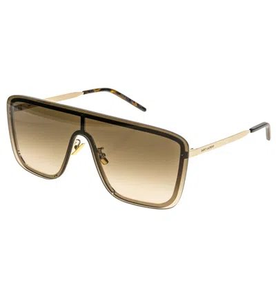 Pre-owned Saint Laurent Mask Ysl Sl364 006 Gold Brown Unisex Shield Sunglasses 364