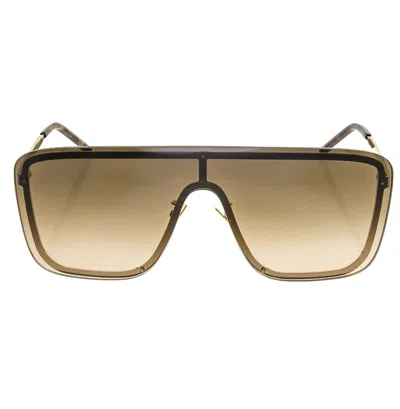 Pre-owned Saint Laurent Mask Ysl Sl364 006 Gold Brown Unisex Shield Sunglasses 364