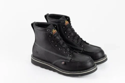Pre-owned Thorogood Men's Midnight Series 6" Soft Toe Wedge Work Boot 814-6206 In Black