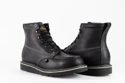 Pre-owned Thorogood Men's Midnight Series 6" Soft Toe Wedge Work Boot 814-6206 In Black