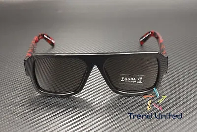 Pre-owned Prada Pr 22ys 1ab5s0 Pilot Black Dark Grey 56 Mm Men's Sunglasses In Gray
