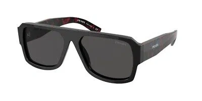 Pre-owned Prada Pr 22ys 1ab5s0 Pilot Black Dark Grey 56 Mm Men's Sunglasses In Gray