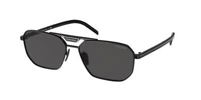 Pre-owned Prada Pr 58ys 1ab5s0 Rectangle Black Dark Grey 57 Mm Men's Sunglasses In Gray