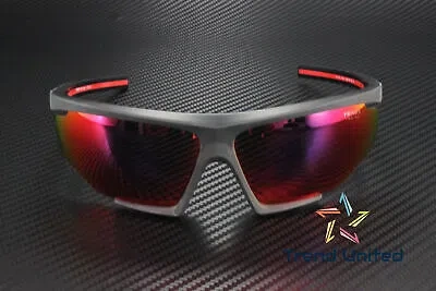 Pre-owned Prada Linea Rossa Ps 07ys Dg010a Black Rubber Mirror Orange 76mm Mens Sunglasses