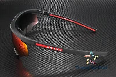 Pre-owned Prada Linea Rossa Ps 07ys Dg010a Black Rubber Mirror Orange 76mm Mens Sunglasses