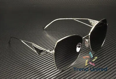 Pre-owned Prada Pr 57ys 1bc5d1 Silver Grey Gradient 57 Mm Women's Sunglasses In Gray