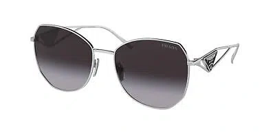 Pre-owned Prada Pr 57ys 1bc5d1 Silver Grey Gradient 57 Mm Women's Sunglasses In Gray
