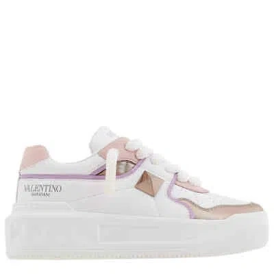 Pre-owned Valentino Garavani One Stud Leather Low-top Sneakers In Pink