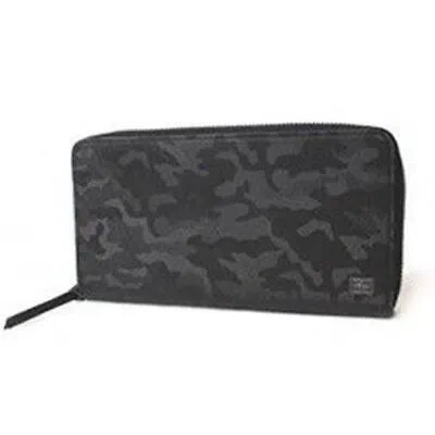 Pre-owned Porter Yoshida Wonder Cotton 342-03838 Black Long Wallet Round Fastener From Jp