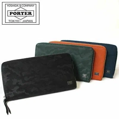 Pre-owned Porter Yoshida Wonder Cotton 342-03838 Black Long Wallet Round Fastener From Jp