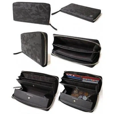 Pre-owned Porter Yoshida Wonder Cotton 342-03838 Black Long Wallet Round Fastener From Jp