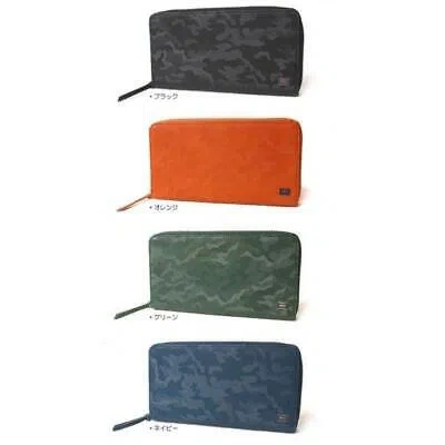 Pre-owned Porter Yoshida Wonder Cotton 342-03838 Black Long Wallet Round Fastener From Jp