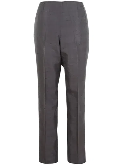 Pre-owned Brioni Women's Long Pants Trousers 100% Silk Size Us 8" Gb 12 Gray Grey