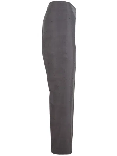 Pre-owned Brioni Women's Long Pants Trousers 100% Silk Size Us 8" Gb 12 Gray Grey