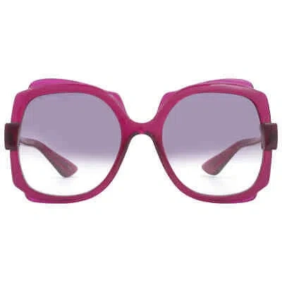 Pre-owned Gucci Violet Gradient Irregular Ladies Sunglasses Gg1431s 003 57 Gg1431s 003 57 In Purple