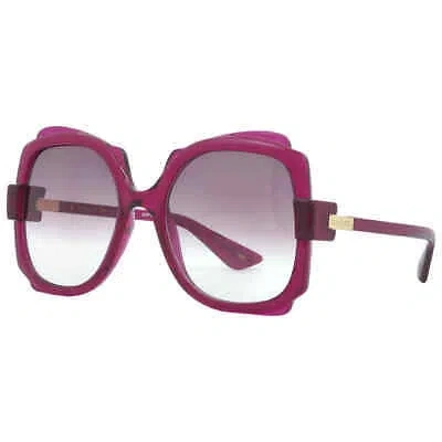 Pre-owned Gucci Violet Gradient Irregular Ladies Sunglasses Gg1431s 003 57 Gg1431s 003 57 In Purple