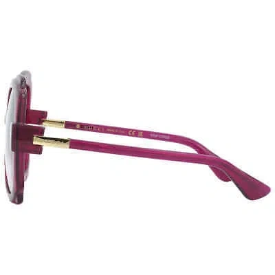 Pre-owned Gucci Violet Gradient Irregular Ladies Sunglasses Gg1431s 003 57 Gg1431s 003 57 In Purple