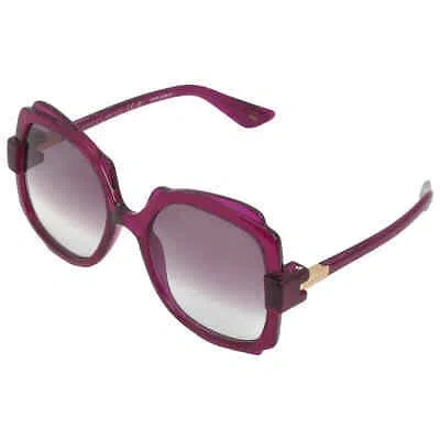 Pre-owned Gucci Violet Gradient Irregular Ladies Sunglasses Gg1431s 003 57 Gg1431s 003 57 In Purple