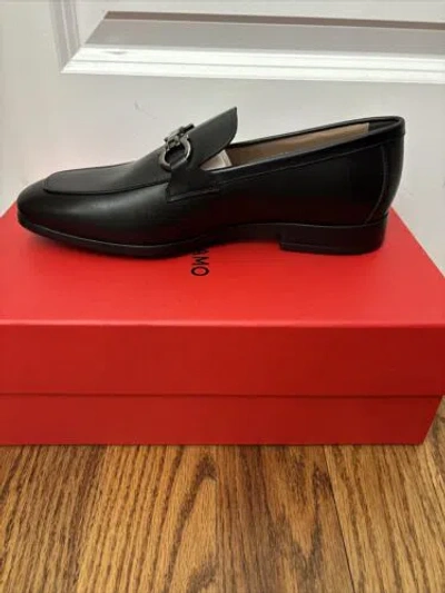 Pre-owned Ferragamo Salvatore  Ree Black Leather Men Loafers Shoes 9 Eee