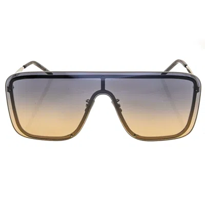 Pre-owned Saint Laurent Mask Ysl Sl364 009 Silver Blue Unisex Shield Sunglasses Sl 364 In Green