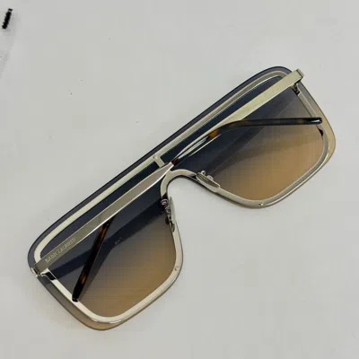 Pre-owned Saint Laurent Mask Ysl Sl364 009 Silver Blue Unisex Shield Sunglasses Sl 364 In Green