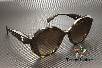 Pre-owned Prada Pr 16ws 2au6s1 Tortoise Brown Gradient 53 Mm Women's Sunglasses