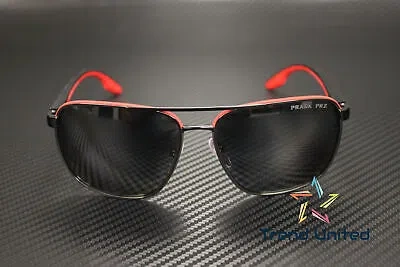 Pre-owned Prada Linea Rossa Ps 50ys 19g02g Black Red Dk Grey Polarized 62 Men's Sunglasses In Polar Dark Grey