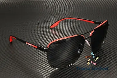 Pre-owned Prada Linea Rossa Ps 50ys 19g02g Black Red Dk Grey Polarized 62 Men's Sunglasses In Polar Dark Grey