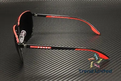 Pre-owned Prada Linea Rossa Ps 50ys 19g02g Black Red Dk Grey Polarized 62 Men's Sunglasses In Polar Dark Grey