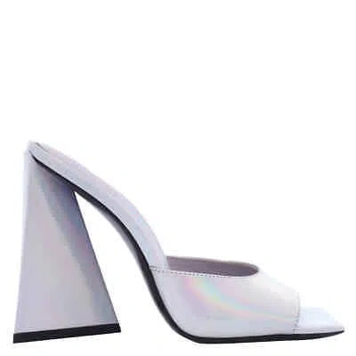 Pre-owned Attico The  Ladies Holographic Silver Devon Mules