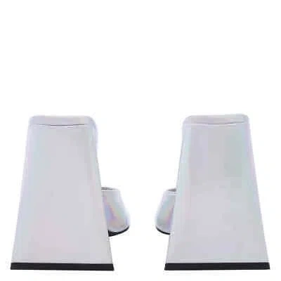 Pre-owned Attico The  Ladies Holographic Silver Devon Mules