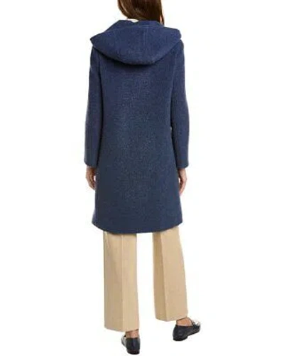 Pre-owned Cinzia Rocca Icons Hooded Wool-blend Coat Women's Blue 8