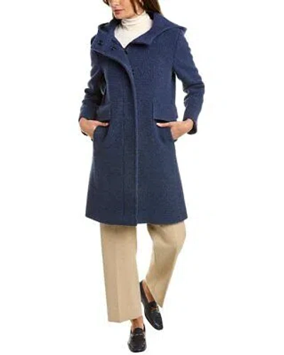 Pre-owned Cinzia Rocca Icons Hooded Wool-blend Coat Women's Blue 8