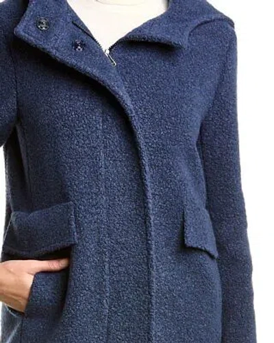 Pre-owned Cinzia Rocca Icons Hooded Wool-blend Coat Women's Blue 8