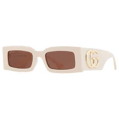 Pre-owned Gucci Brown Rectangular Ladies Sunglasses Gg1425s 004 53 Gg1425s 004 53