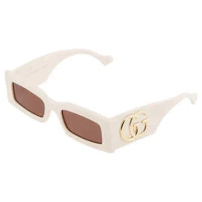 Pre-owned Gucci Brown Rectangular Ladies Sunglasses Gg1425s 004 53 Gg1425s 004 53