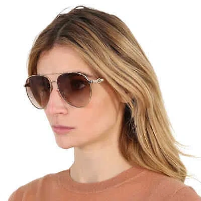 Pre-owned Gucci Brown Pilot Ladies Sunglasses Gg1088s 002 61 Gg1088s 002 61